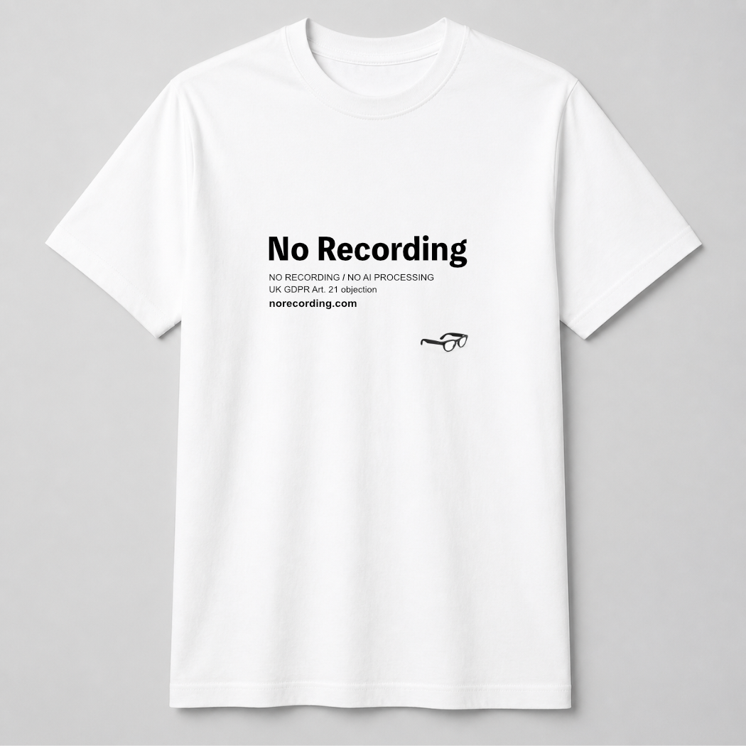 No Recording T-Shirt with glasses mark on the right