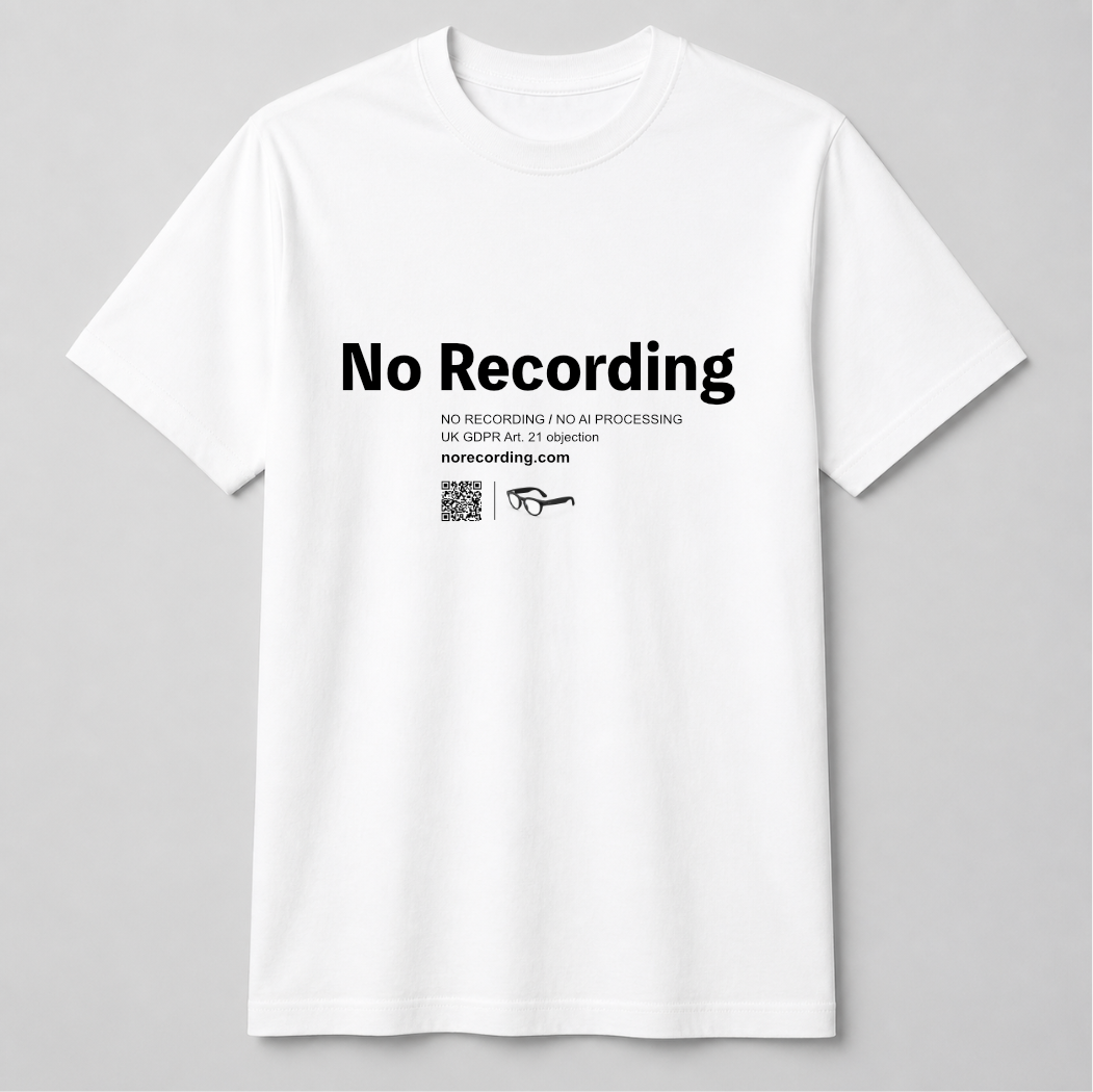 No Recording T-Shirt with QR code and glasses mark
